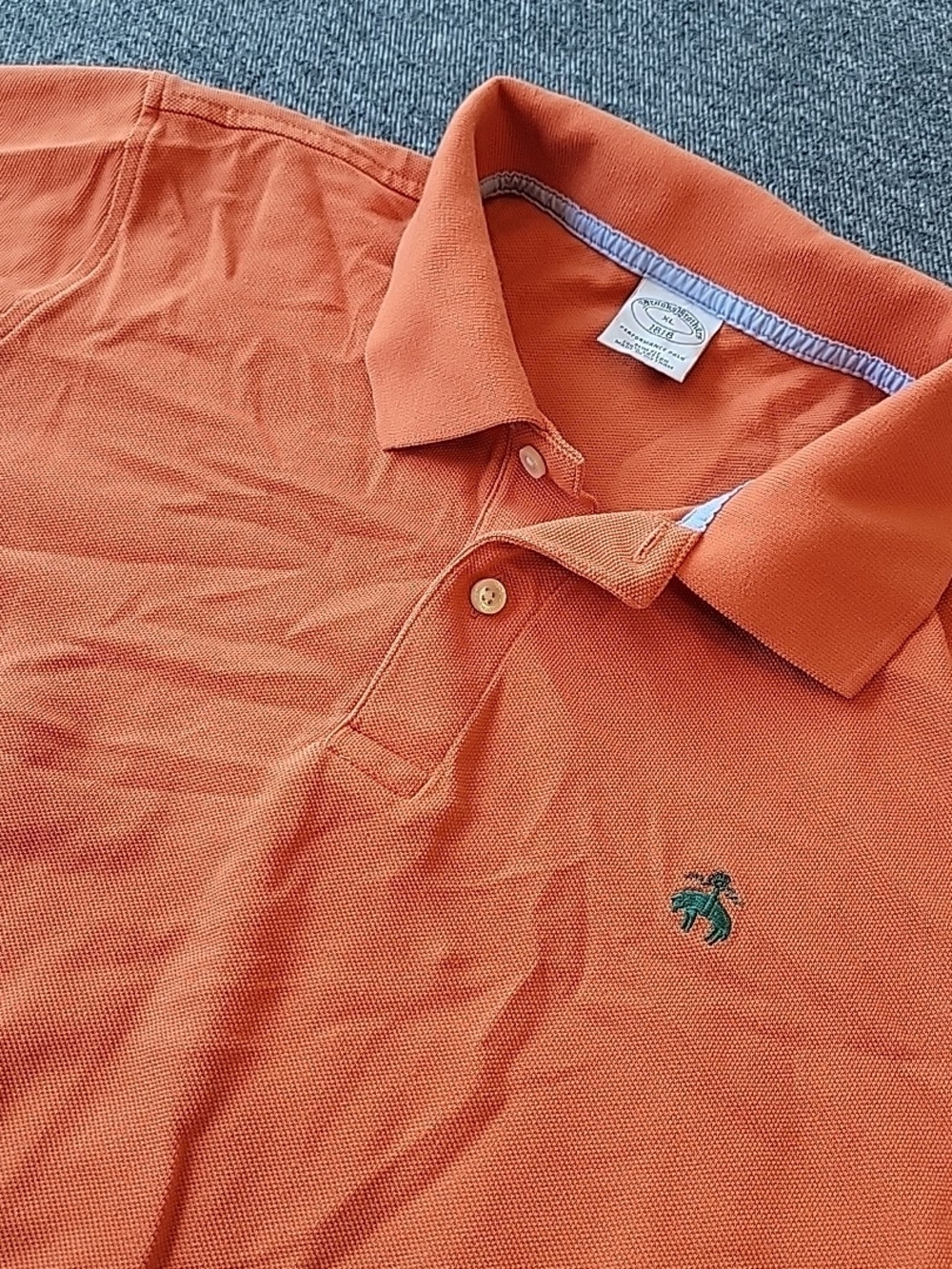 Brooks Brothers Polo Shirt Men's XL Slim Fit Orange Performance Cotton Knit